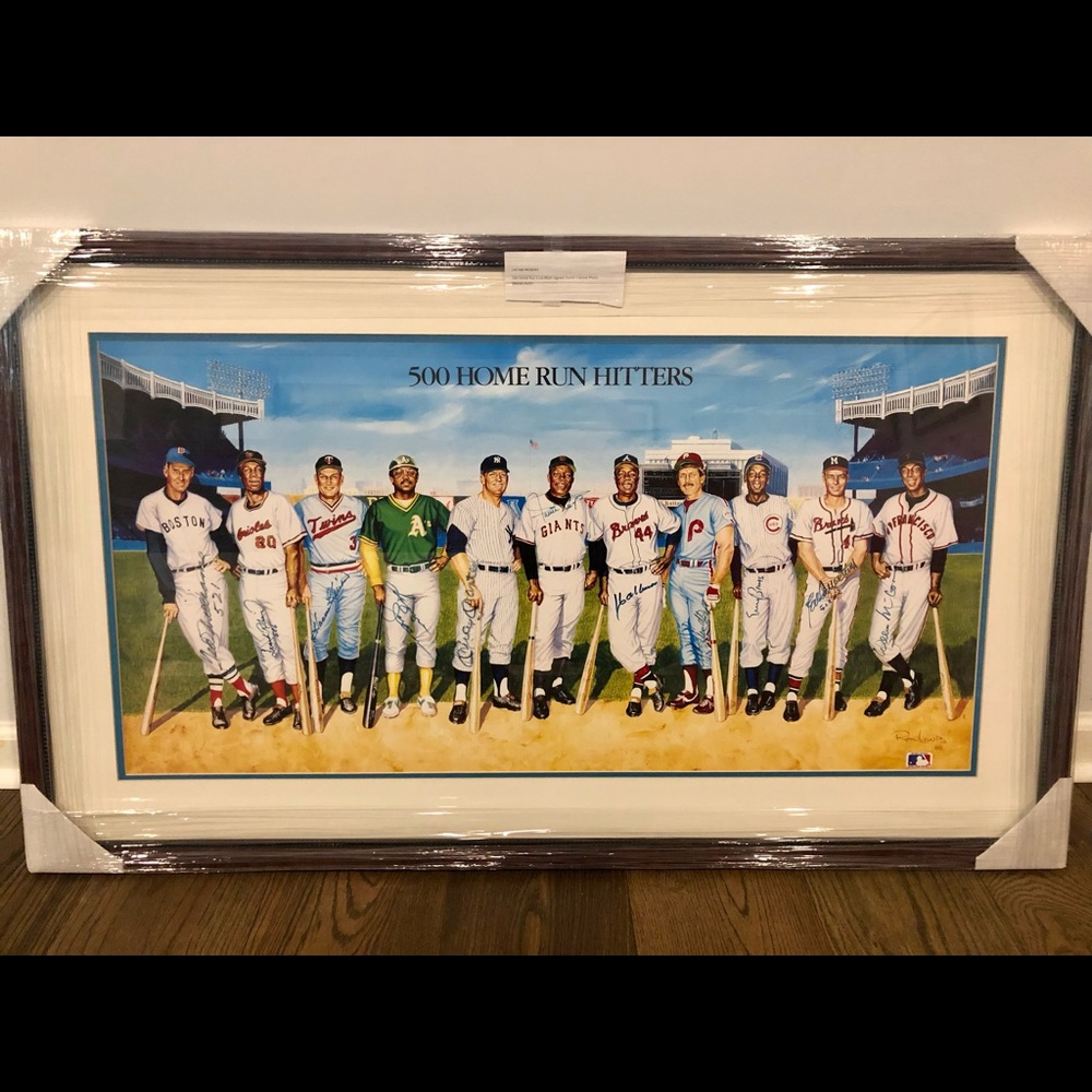 500 Home Run Club Multi-Signed Framed 20x38 Poster with 11 Signatures